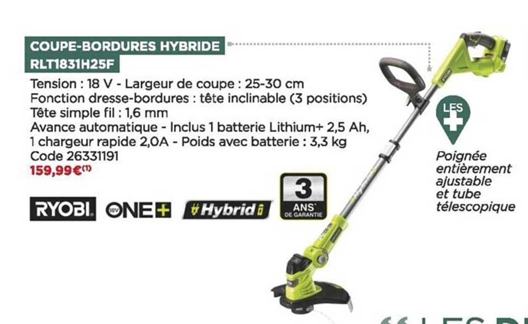 coupe-bordures hybride rlt1831h25f ryobi