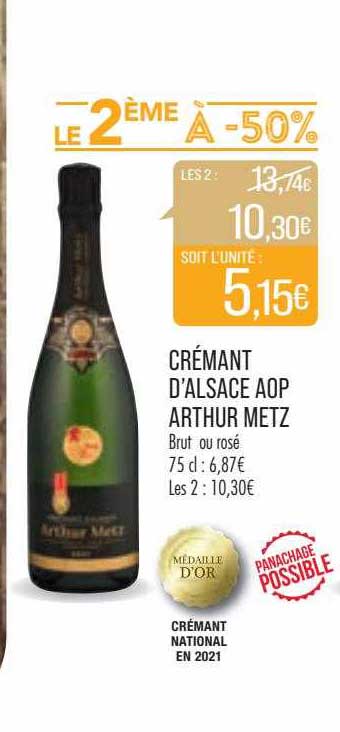 crémant d'alsace aop arthur metz brut ou rosé