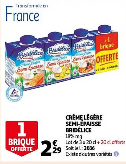 crème légère semi-épaisse bridélice