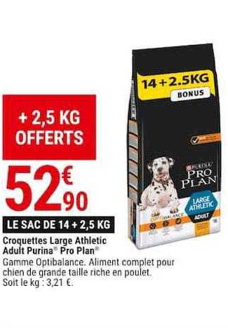 croquettes large athletic adulte purina pro plan