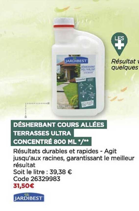 désherbant cours allées terrasses ultra concentré 800ml jardibest