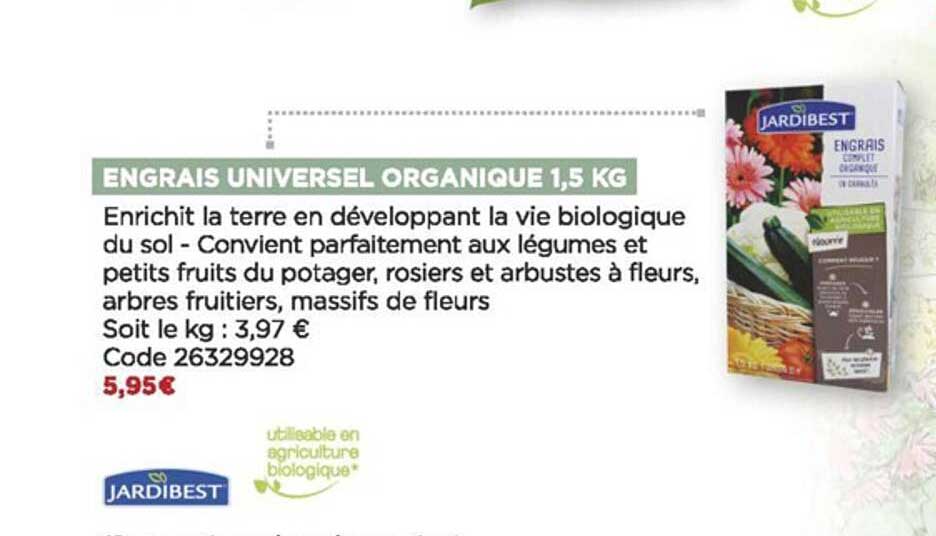 engrais universel organique 1,5 kg jardibest