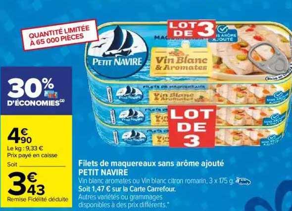 filets de maquereaux sans arôme ajouté petit navire