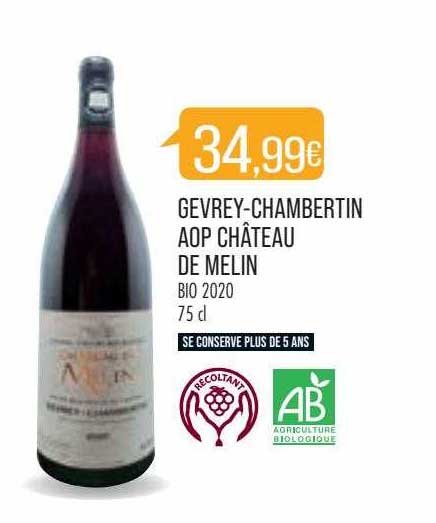 gevrey-chambertin aop château de melin bio 2020