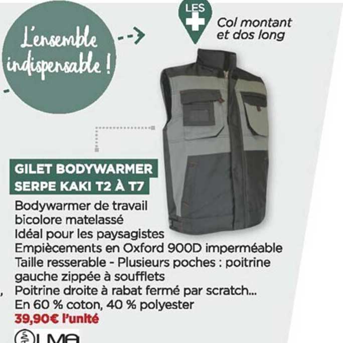 gilet bodywarmer serpe kaki t2 à t7 livia