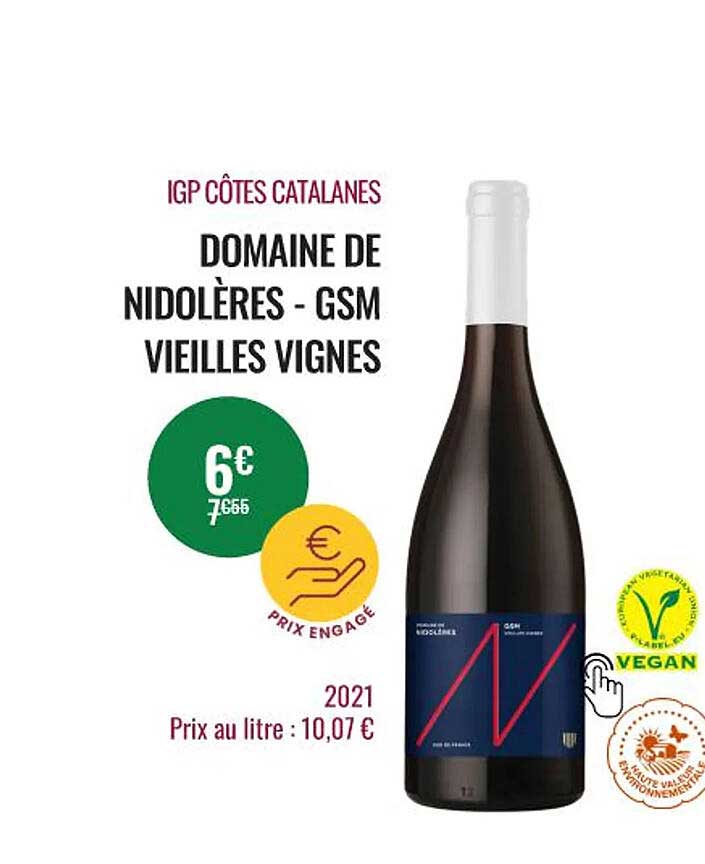 igp côtes catalanes domaine de nidolères - gsm vieilles vignes 2021