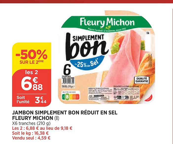 jambon simplement bon réduit en sel fleury michon