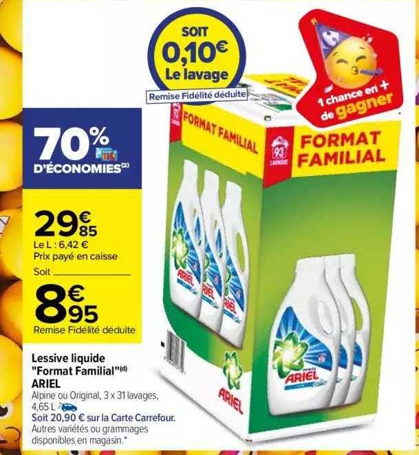 lessive liquide "format familial" ariel