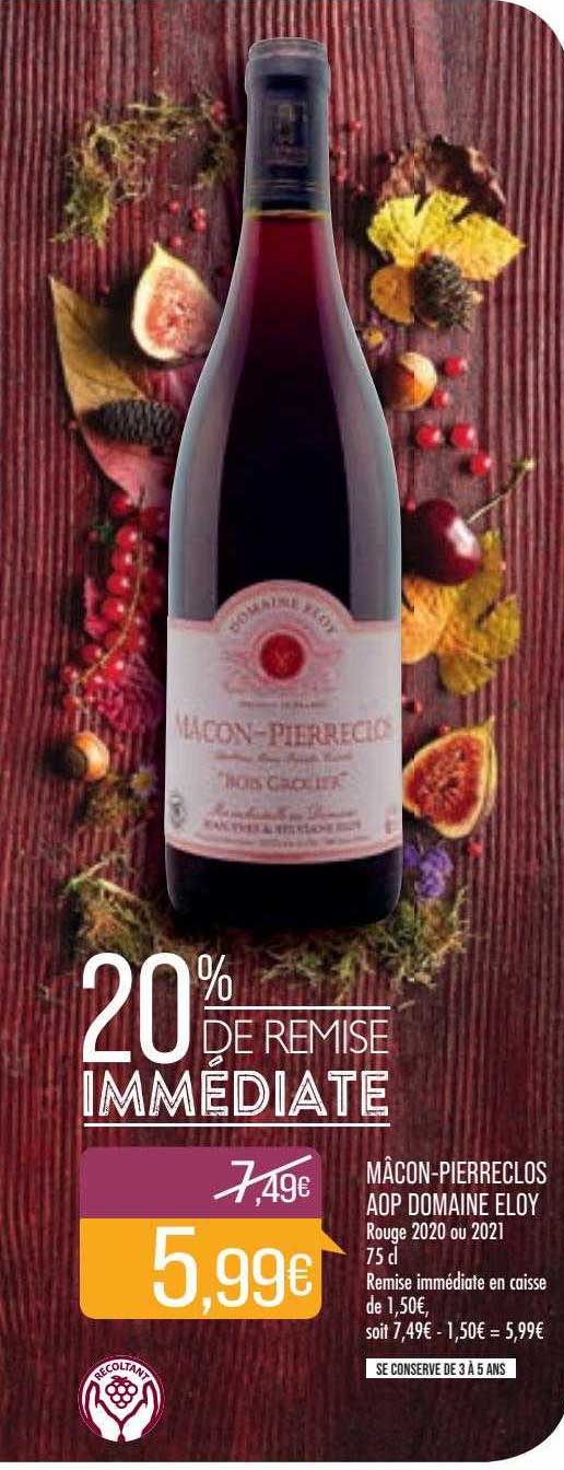 mâcon-pierreclos aop domaine eloy rouge 2020 ou 2021