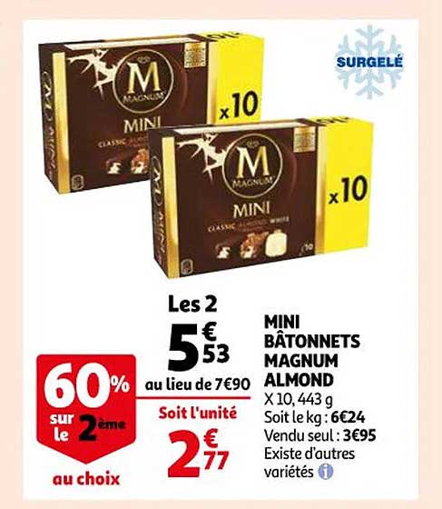 mini bâtonnets magnum almond