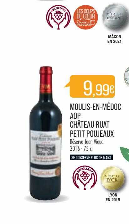 moulis-en-médoc aop château ruat petit poujeaux réserve jean viaud 2016