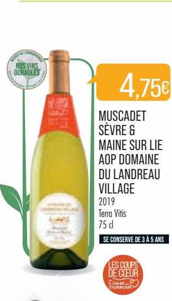 muscadet sèvre & maine sur lie aop domaine du landreau village 2019