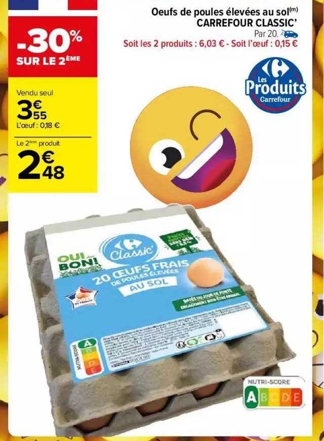 oeufs de poules élevées au sol carrefour classic'