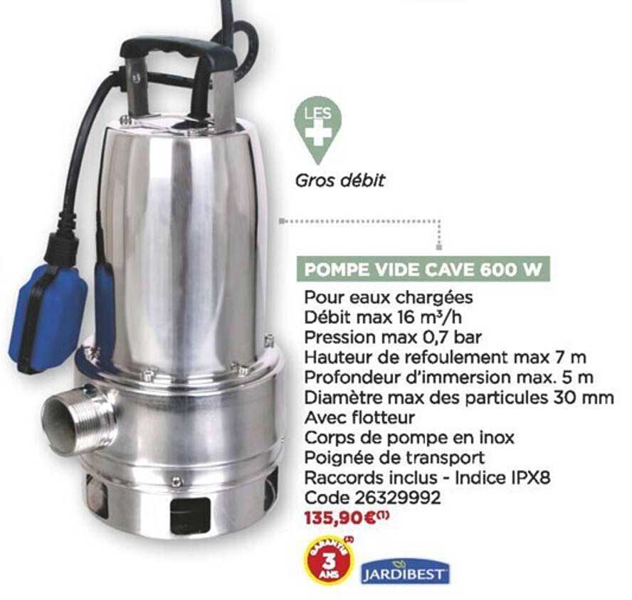 pompe vide cave 600 w jardibest