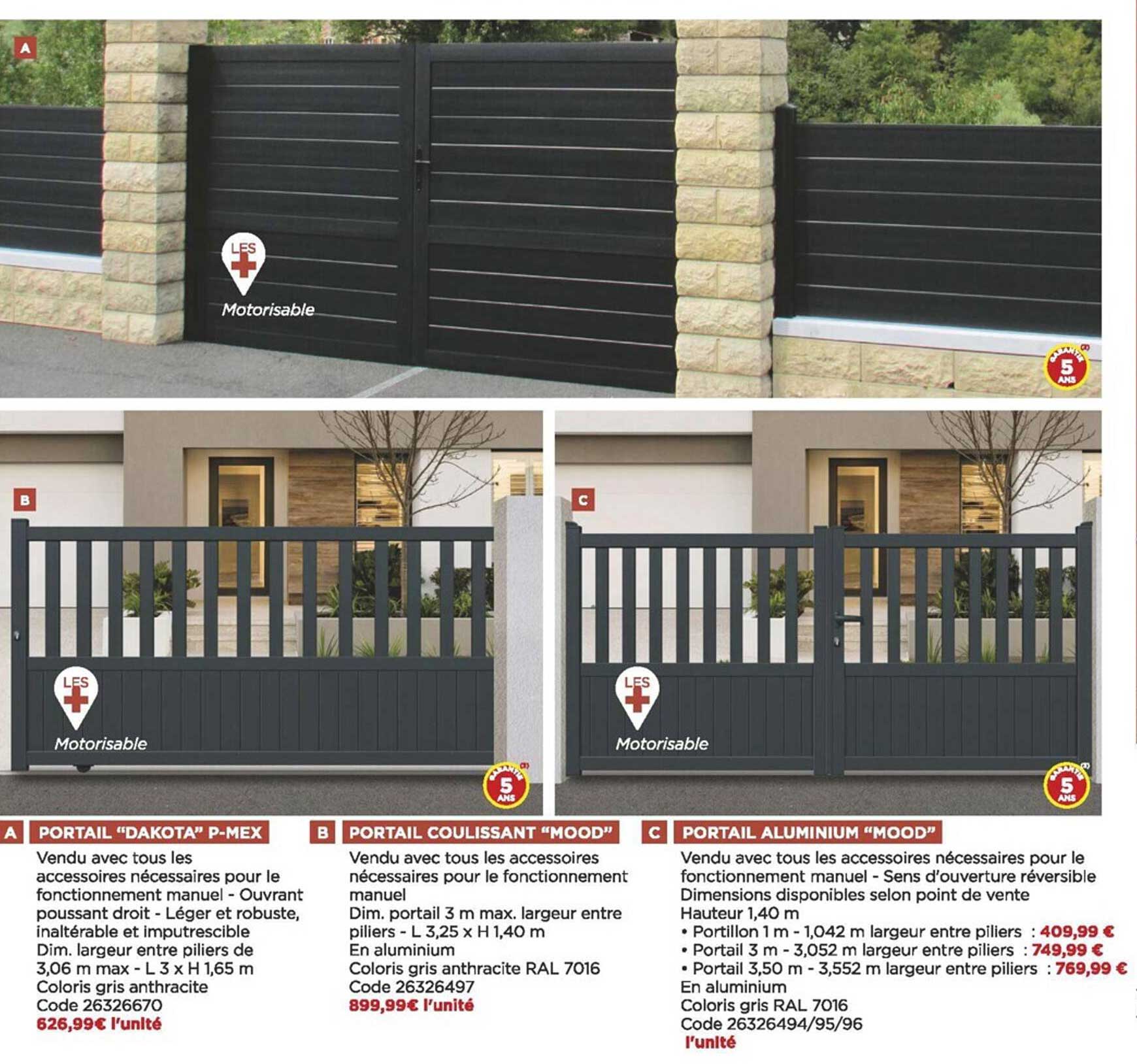 portail "dakota" p-mex, portail coulissant "mood", portail aluminium "mood"