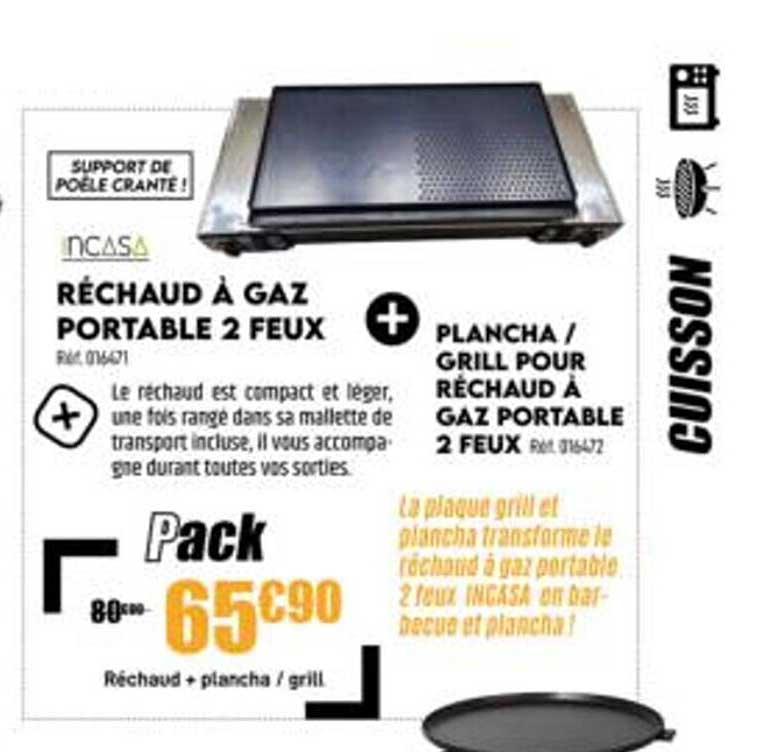 réchaud à gaz portable 2 feu incasa