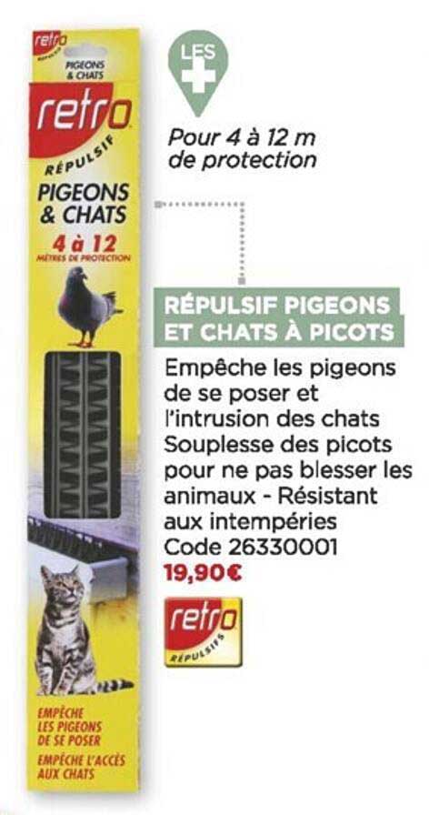 répulsif pigeons et chats à picots retro