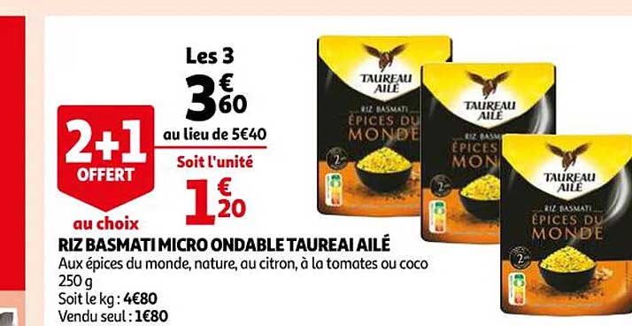 riz basmati micro ondable taureau ailé