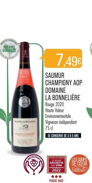 saumur champigny aop domaine la bonnelière rouge 2020