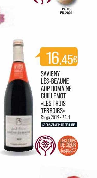 savigny-lès-beaune aop domaine guillemot «les trois terroirs» rouge 2019