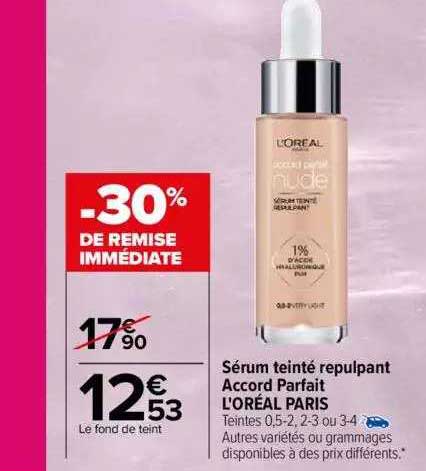 sérum teinté repulpant accord parfait l'oréal paris