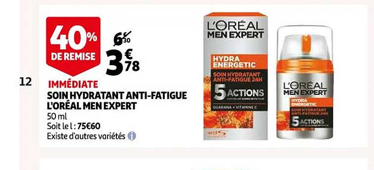 soin hydratant anti-fatigue l'oréal men expert