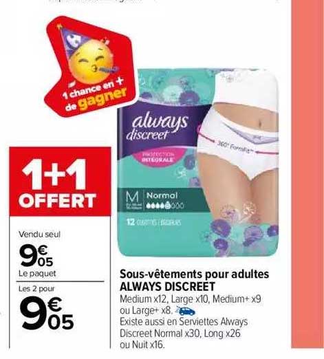 sous-vêtements pour adultes always discreet