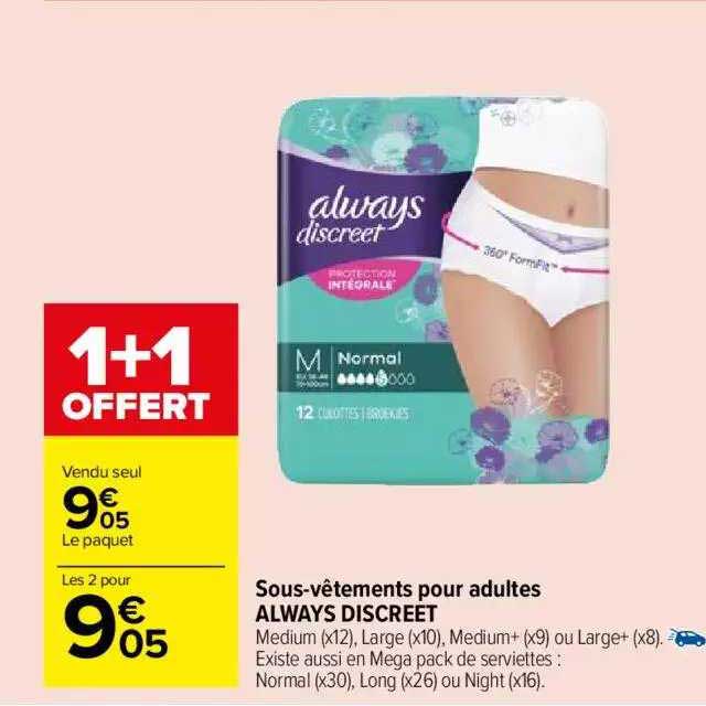sous-vêtements pour adultes always discreet
