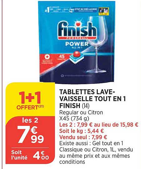 tablettes lave-vaisselle tout en 1 finish