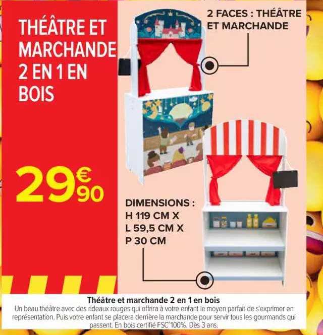 théâtre et marchande 2 en 1 en bois