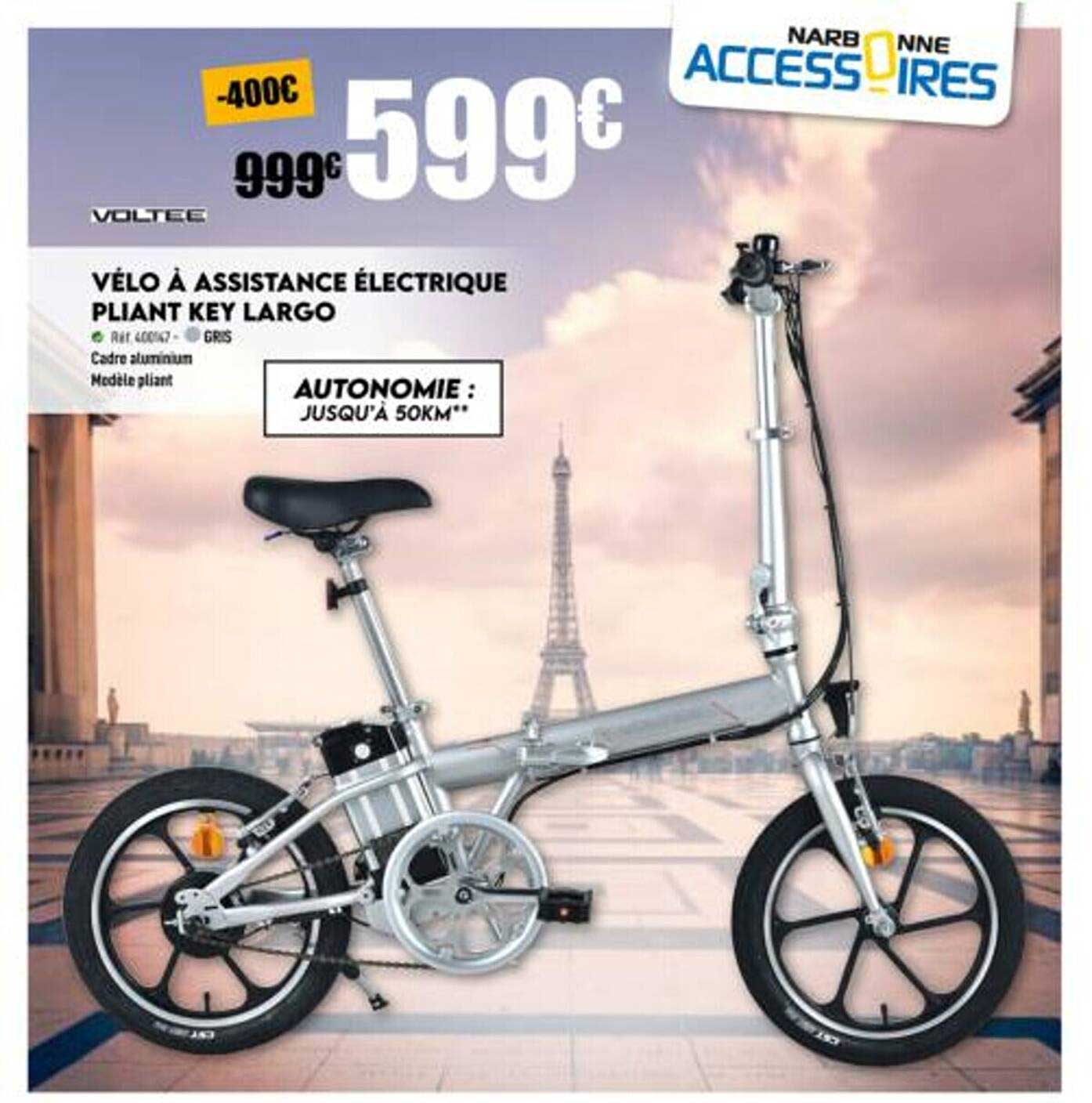 vélo à assistance électrique pliant key largo voltee