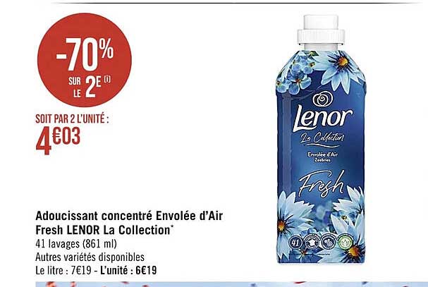 adoucissant concentré envolée d'air fresh lenor la collection