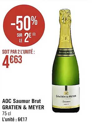 Aoc Saumur Brut Gratien & Meyer -50% Sur Le 2e