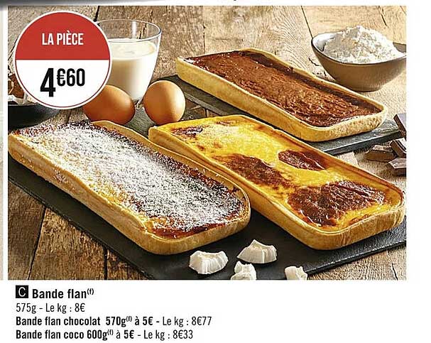 bande blan, bande flan chocolat, bande flan coco