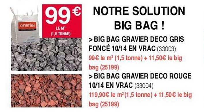 big bag gravier deco gris foncé 10/14 en vrac big bag gravier deco rouge 10/14 en vrac