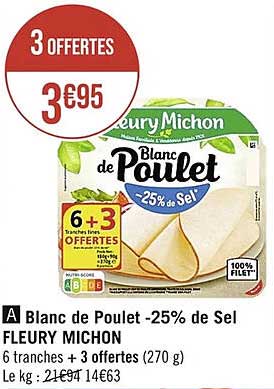 blanc de poulet -25% de sel fleury michon