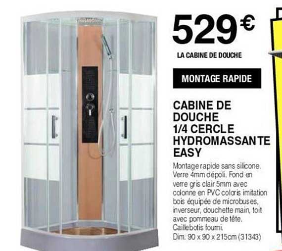 cabine de douche 1/4 cercle hydromassante easy