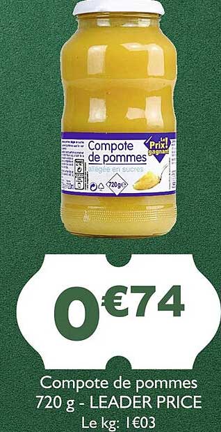 compote de pommes - leader price