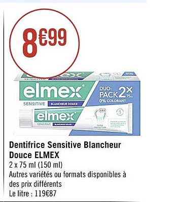 Dentifrice Sensitive Blancheur Douce Elmex