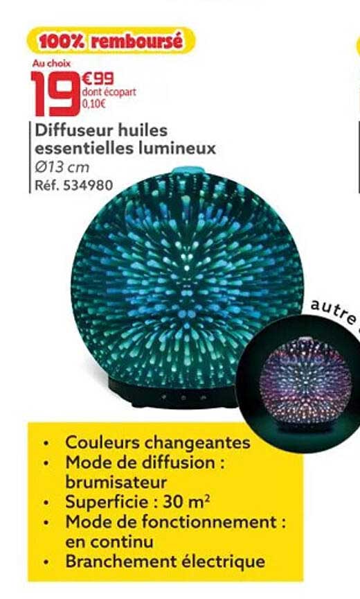 diffuseur huiles essentielles lumineux