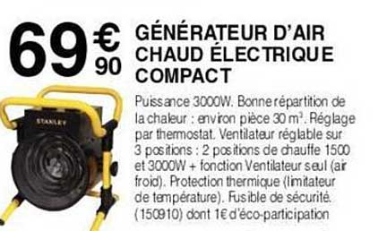 générateur d'air chaud électrique compact