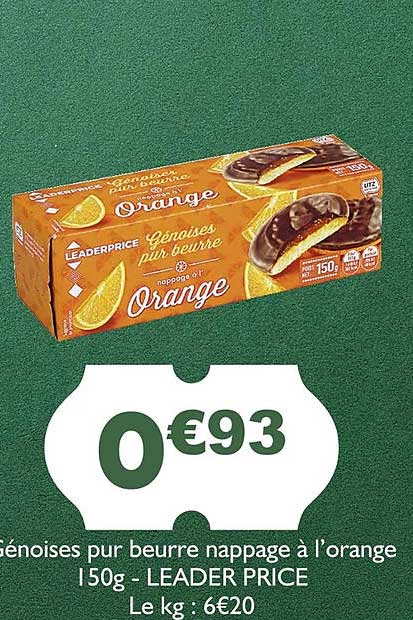 génoises pur beurre nappage à l'orange - leader price