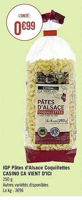 igp pâtes d'alsace coquillettes casino da vient d'ici