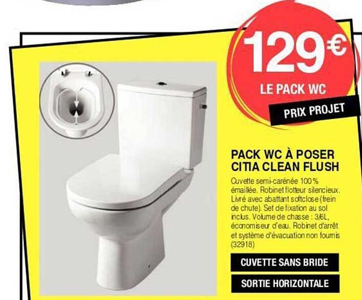 pack wc à poser citia clean flush