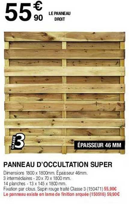 panneau d'occultation super