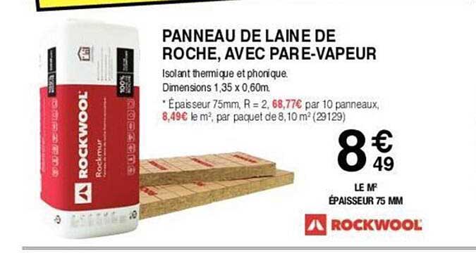 panneau de laine de roche, avec pare-vapeur rockwood