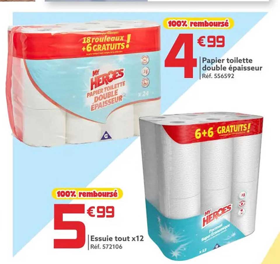 papier toilette double épaisseur essuie tout x12
