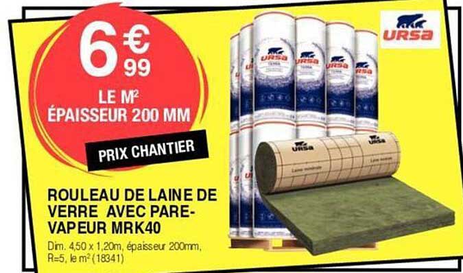 rouleau de laine de verre avec pare-vapeur mrk40 ursa