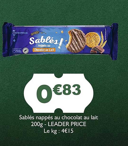 sablés nappés au chocolat au lait - leader price