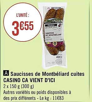 saucisses de montbéliard cuites casino ca vient d'ici